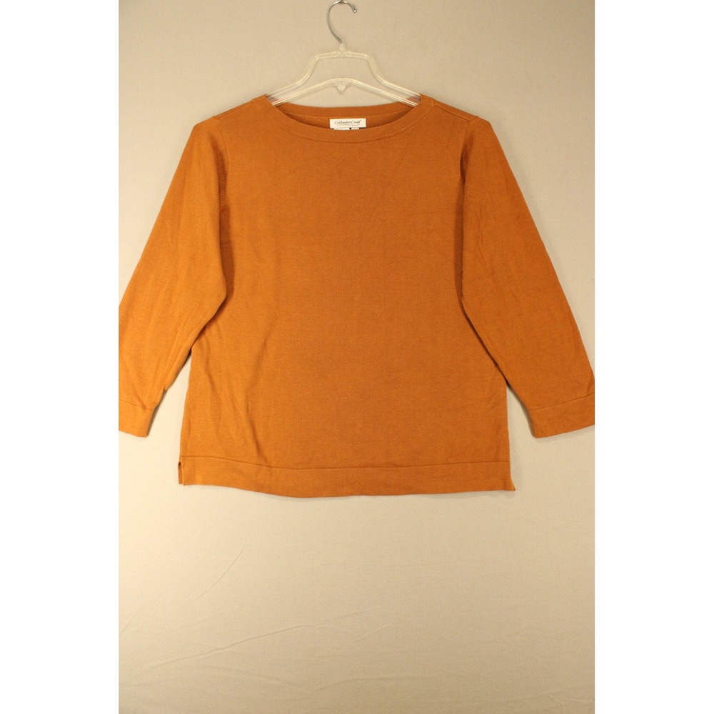 Coldwater Creek Sweater Womens Large Brown Silk Cotton Knit Preppy Minimalist